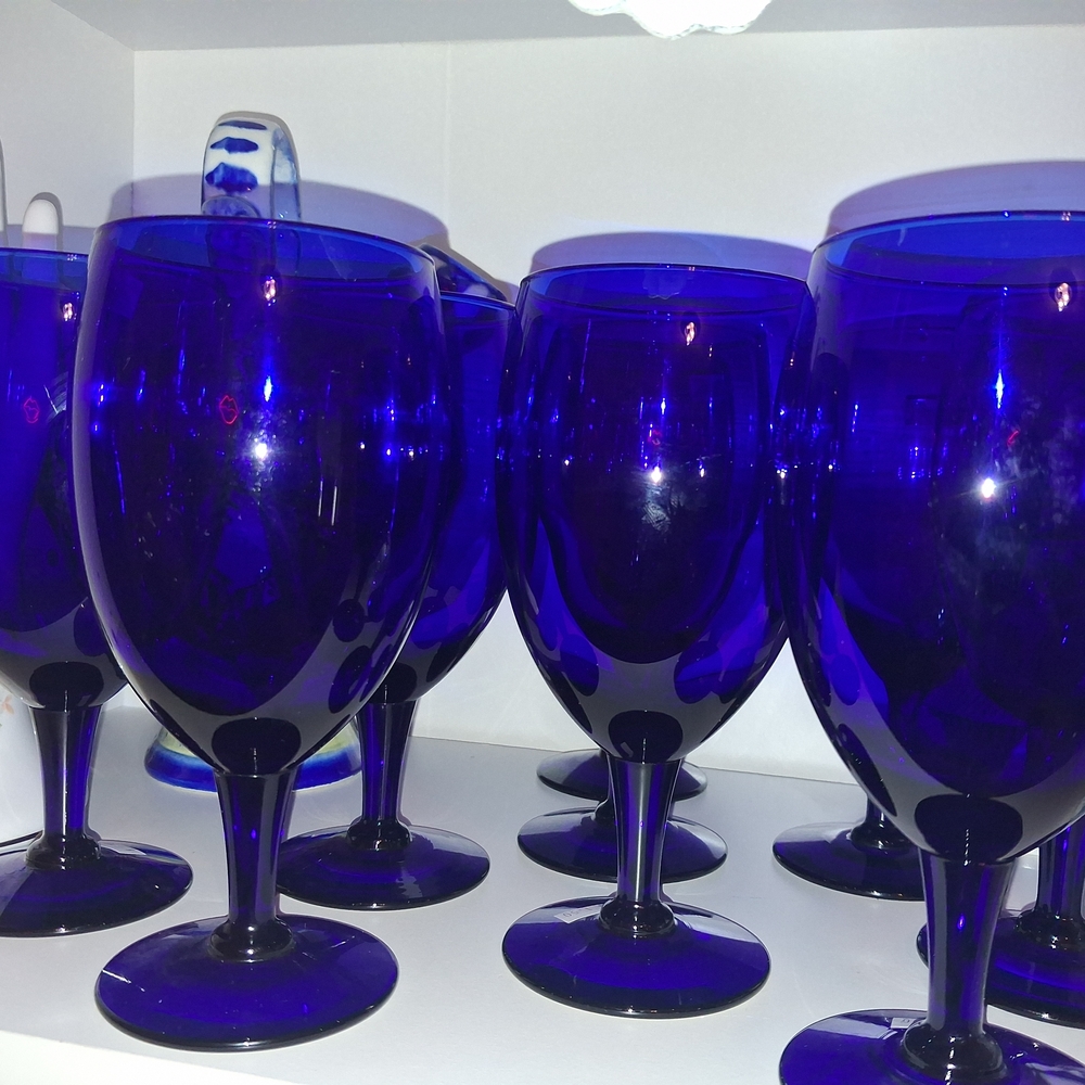 Libbey Blue Glass Goblets - Picture 2 of 2